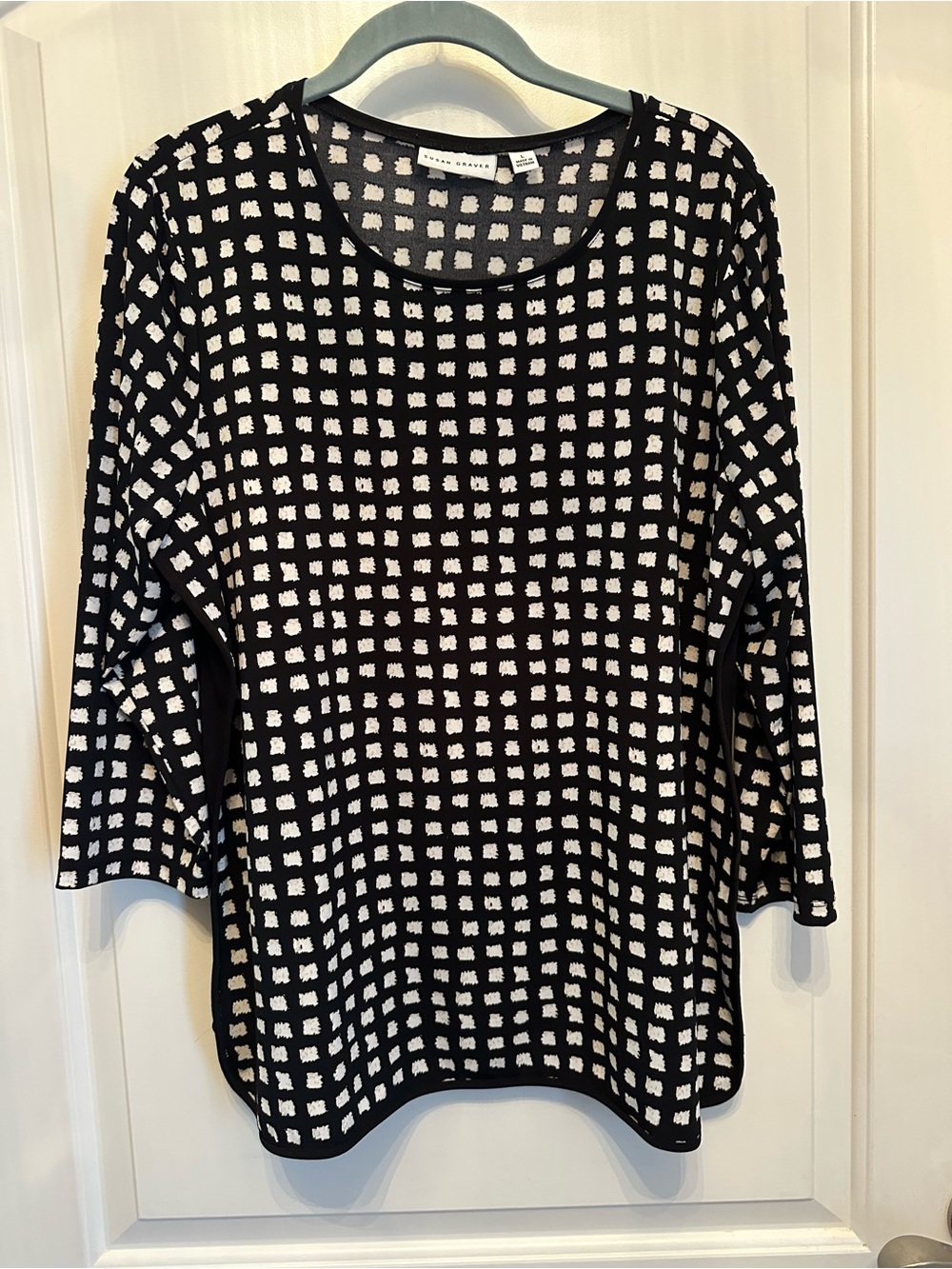 Susan Graver Black and White Checkered Knit Tunic